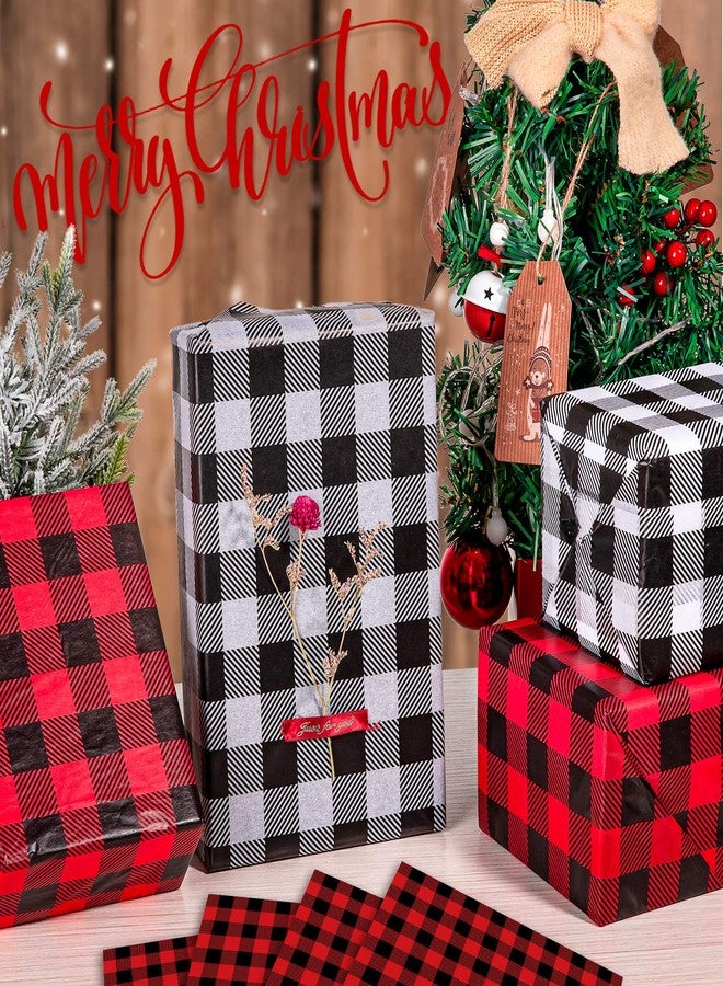 Whaline 60 Sheets Christmas Tissue Paper 14 x 20inch White Black Buffalo Plaid Tissue Gift Wrapping Paper for DIY Crafts Gift Bags Holiday Party Supplies - Image 5